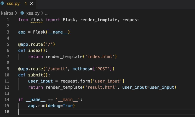 Screenshot Python code vulnerable to XSS attacks.