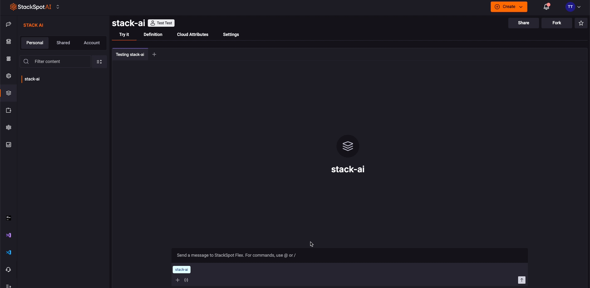 GIF animado demonstrando o processo de exclusão de uma Stack AI no portal StackSpot AI. O vídeo mostra o cursor navegando até a aba Configurações no topo da interface da Stack AI selecionada, rolando até o final da página, localizando e clicando no botão Apagar Stack AI. Em seguida, uma caixa de diálogo de confirmação é exibida com a mensagem de confirmação, e o cursor seleciona a opção ‘Sim’ para concluir a exclusão.
