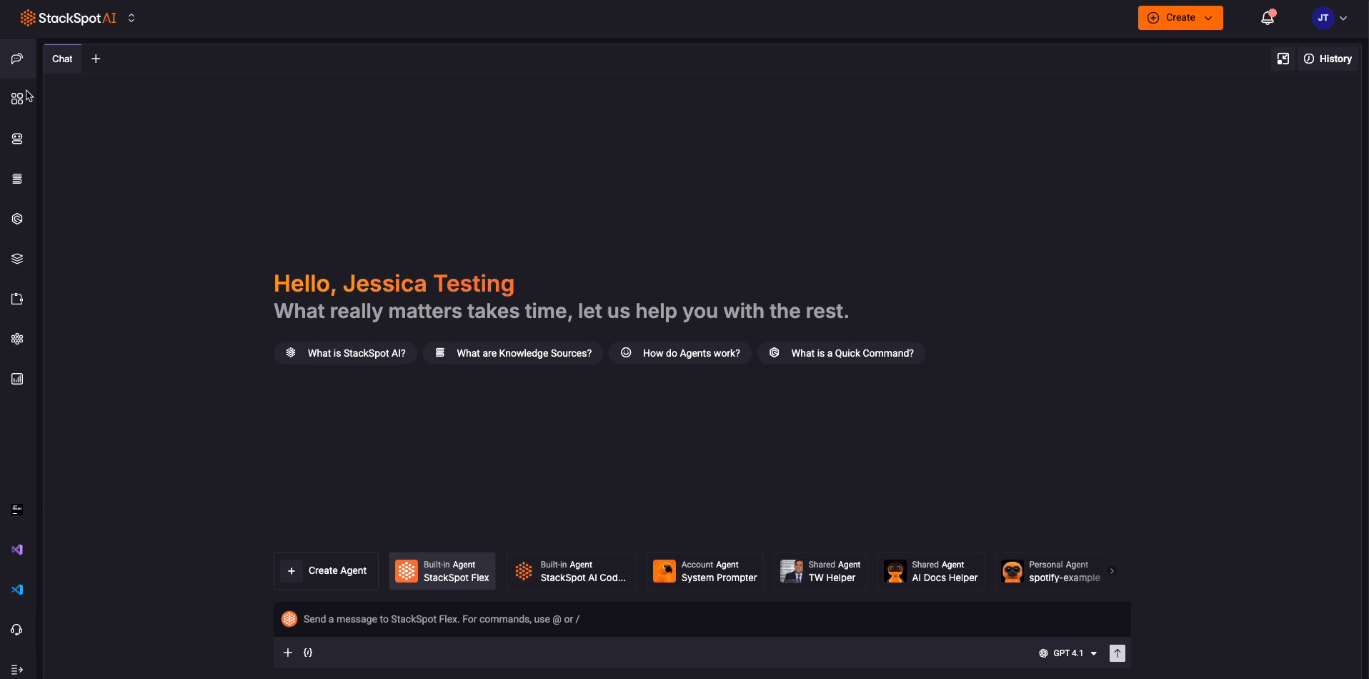Gif mostrando o chat na página inicial da StackSpot AI