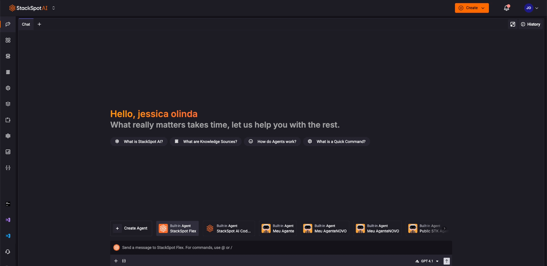 Gif mostrando o portal da StackSpot AI mostrando o clique no spots e depois a lista de spots disponíveis