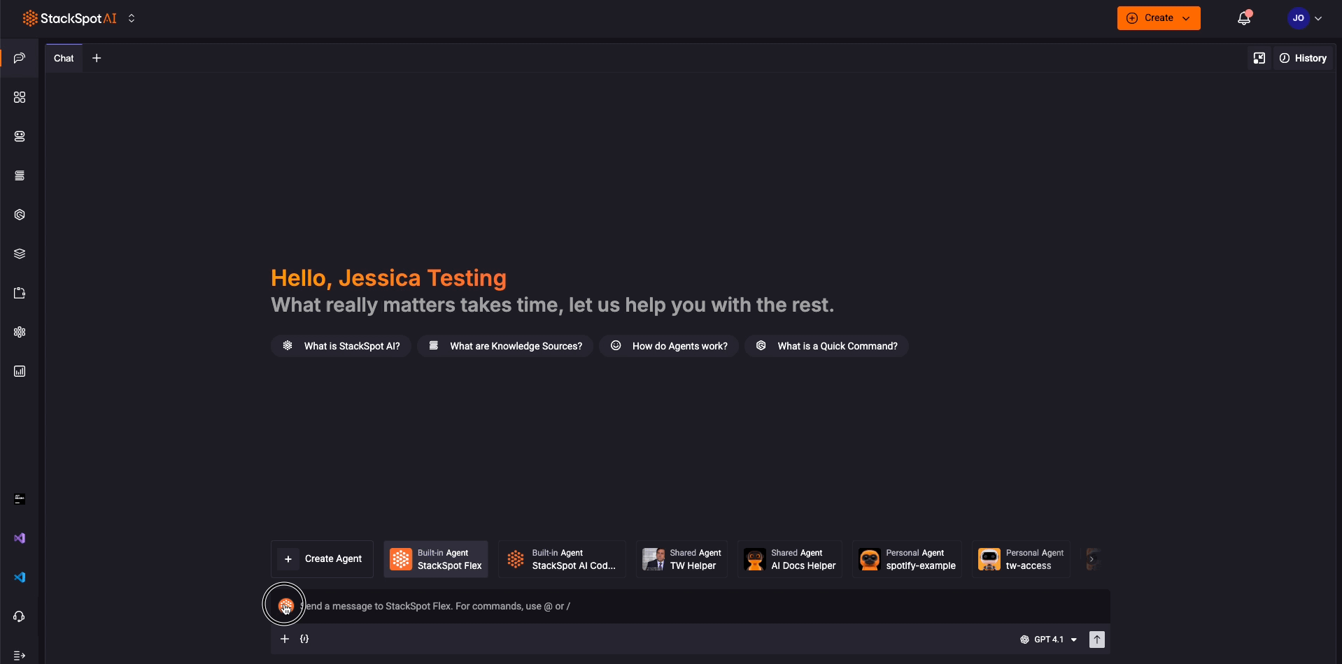 GIF showing the new StackSpot chat in the homepage