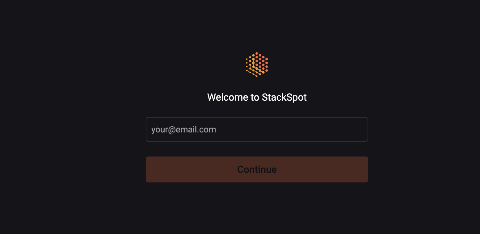 Gif mostrando a página de login da StackSpot AI