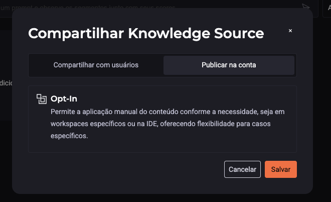 Imagem do portal StackSpot AI mostrando a página de compartilhamento de conteúdo com usuários. Um círculo destaca a área onde é possível adicionar os e-mails dos usuários e definir se eles terão permissão de leitura ou escrita.